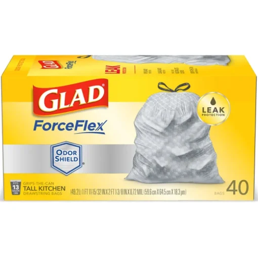 Glad ForceFlex 13 gal Tall Kitchen Bags Drawstring 40 pk (Pack of 6)