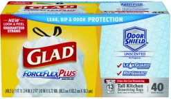 Glad ForceFlex 13 gal Tall Kitchen Bags Drawstring 40 pk (Pack of 6)