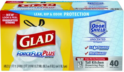 Glad ForceFlex 13 gal Tall Kitchen Bags Drawstring 40 pk (Pack of 6)