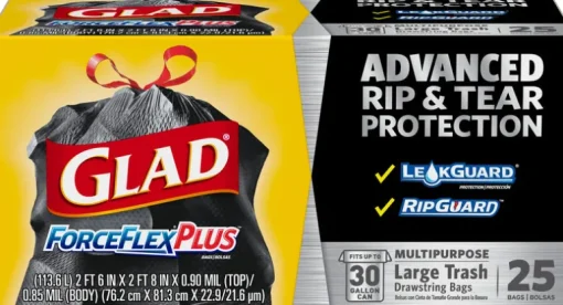 Glad ForceFlex Plus 30 gal. Trash Bags Drawstring (Pack of 6)