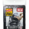 Glad Project Pro 45 gal Trash Bags Flap Tie 5 pk