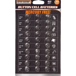 GLS Battery Solutions Assorted Size Alkaline Mercury Free Button Cell Battery for Watches (Pack of 24)