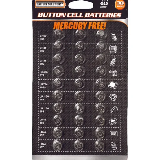 GLS Battery Solutions Assorted Size Alkaline Mercury Free Button Cell Battery for Watches (Pack of 24)