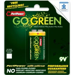 GOGREEN POWER INC Green Environmental Friendly 9V Alkaline Batteries for High-Draining Devices