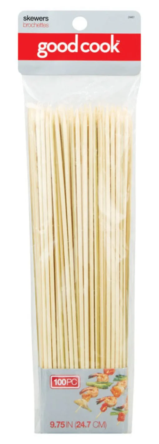 Good Cook Natural Smooth Solid Non-Porous Bamboo Dishwasher Safe Skewer 10 L in. for Grilling