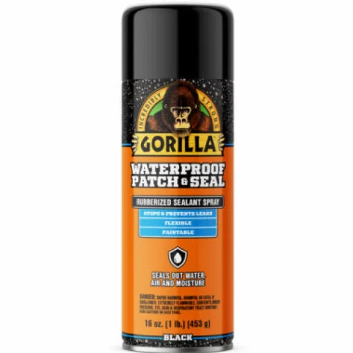 Gorilla Black Rubber Waterproof Patch & Seal Spray 16 oz (Pack of 6)