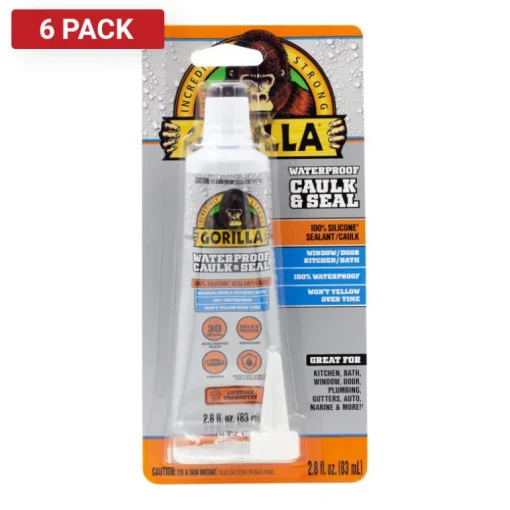 Gorilla Clear Silicone Sealant 2.8 oz. (Pack of 6)
