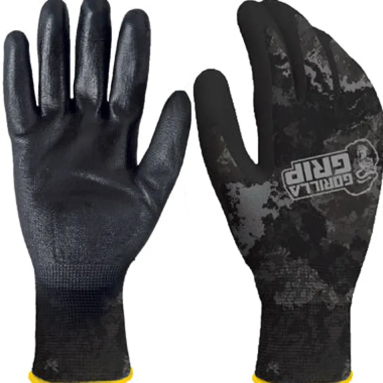 Gorilla Grip One Size Fits All Nylon Tac Black/White Dipped Gloves