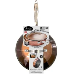 Gotham Steel Ceramic Copper Pan with Lid 10 in. Copper