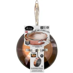 Gotham Steel Ceramic Copper Pan with Lid 10 in. Copper