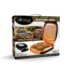 Gotham Steel Ceramic/Titanium Electric Folding Grill 11 in. Black