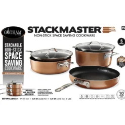 Gotham Steel Stackmaster Aluminum Fry Pan Set Copper