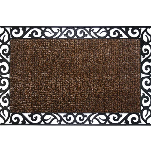 GrassWorx Clean Machine 24 in. W X 36 in. L Brown Wrought Iron Stems and Leaves Astroturf Door Mat