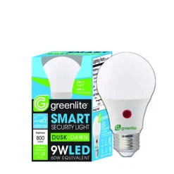 Greenlite A19 E26 (Medium) LED Dusk to Dawn Bulb Bright White 60 Watt Equivalence 1 pk