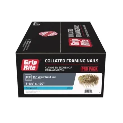 Grip-Rite 1-1/4 in. L X 11 Ga. Angled Coil Electro Galvanized Roofing Nails 15 deg 7200 pk