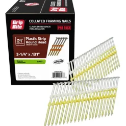 Grip-Rite 3-1/4 in. L X 10 Ga. Angled Strip Hot-Dip Galvanized Framing Nails 21 deg 2000 pk