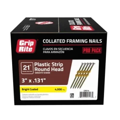 Grip-Rite 3 in. L X 10 Ga. Angled Strip Bright Framing Nails 21 deg 4000 pk