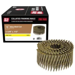 Grip-Rite 2-3/8 in. Wire Coil Framing Nails 15 deg. Ring Shank 3000 pk