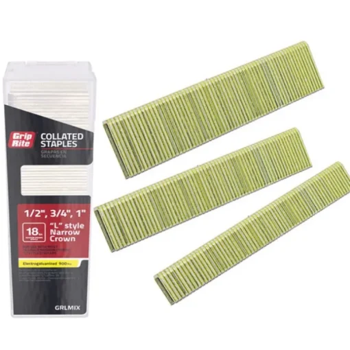 Grip-Rite L-Style 1/4 in. W 18 Ga. Narrow Crown Staples 900 pk