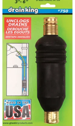 GT Water Products Rubber Drain Unclogger 3 to 6 Dia. x 11 L in. for 3 to 6 in. Drains