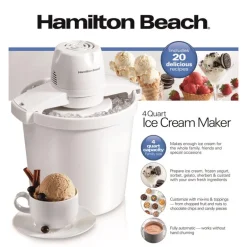 Hamilton Beach White 4 qt Ice Cream Maker 15.3 in. H X 12.5 in. W X 11.1 in. L