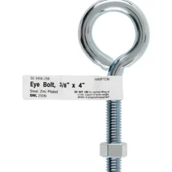 Hampton 3/8 in. x 4 in. L Zinc-Plated Steel Eyebolt Nut Included (Pack of 10)