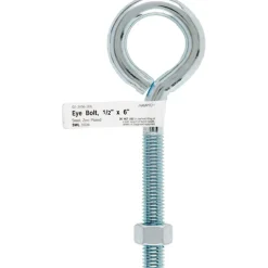 Hampton 1/2 in. x 6 in. L Zinc-Plated Steel Eyebolt Nut Included (Pack of 5)