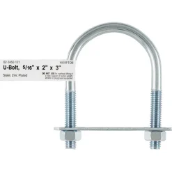 Hampton 5/16 in. x 2 in. W x 3 in. L Coarse Zinc-Plated Steel U-Bolt (Pack of 10)