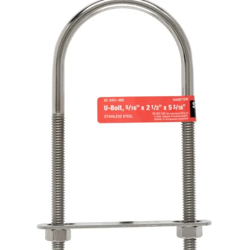 Hampton 5/16 in. x 2-1/2 in. W x 5-3/16 in. L Coarse Stainless Steel U-Bolt (Pack of 5)