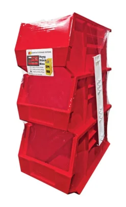 HANG STACK BINS RED 3PK