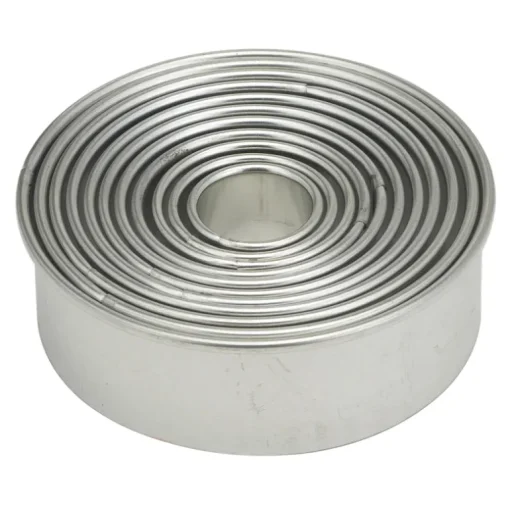 Harold Import Silver Stainless Steel Round Cookie Cutter Set