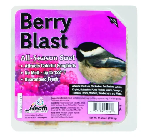 Heath Berry Blast Songbird Suet Beef Suet 11.25 oz. (Pack of 12)