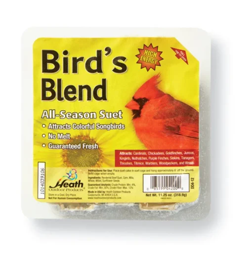 Heath Bird's Blend Songbird Suet Beef Suet 11.25 oz. (Pack of 12)