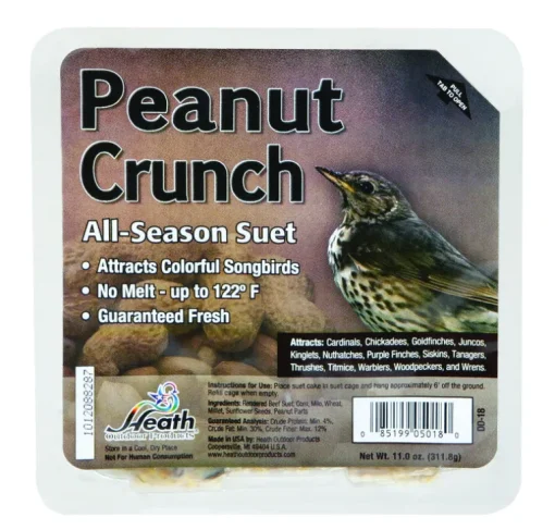 Heath Peanut Crunch Songbird Suet Beef Suet 11 oz. (Pack of 12)