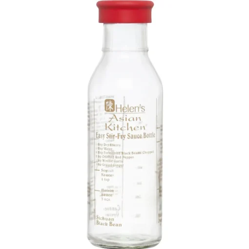 Helens Asian Kitchen 97112 13 Oz Clear & Red Glass Stir-Fry Sauce Bottle