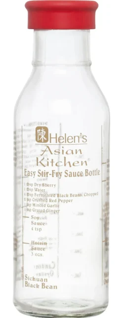 Helens Asian Kitchen 97112 13 Oz Clear & Red Glass Stir-Fry Sauce Bottle