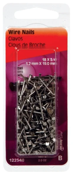 Hillman 18 Ga. x 3/4 in. L Bright Steel Wire Nails 1 pk 2 oz. (Pack of 6)