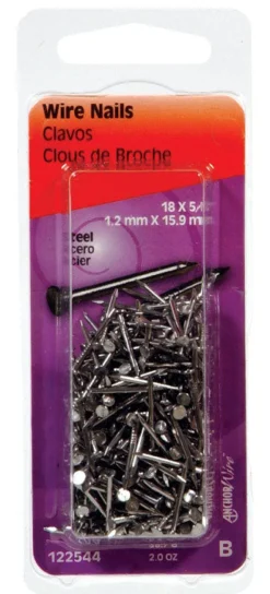 Hillman 18 Ga. x 5/8 in. L Bright Steel Wire Nails 1 pk 2 oz. (Pack of 6)