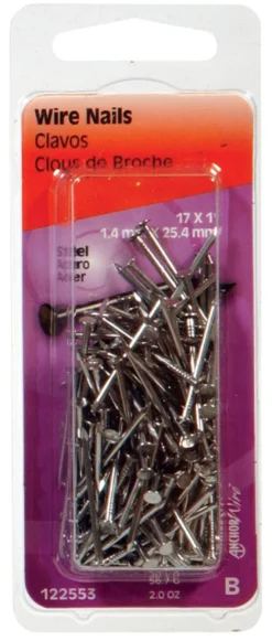 Hillman 17 Ga. x 1 in. L Bright Steel Wire Nails 1 pk 2 oz. (Pack of 6)
