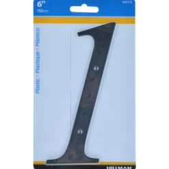 Hillman 6 in. Black Plastic Nail-On Number 1 1 pc (Pack of 3)