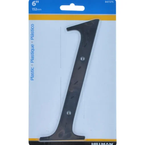 Hillman 6 in. Black Plastic Nail-On Number 1 1 pc (Pack of 3)