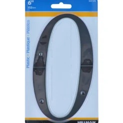 Hillman 6 in. Black Plastic Nail-On Number 0 1 pc (Pack of 3)