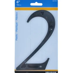 Hillman 6 in. Black Plastic Nail-On Number 2 1 pc (Pack of 3)
