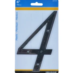 Hillman 6 in. Black Plastic Nail-On Number 4 1 pc (Pack of 3)