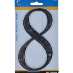Hillman 6 in. Black Plastic Nail-On Number 8 1 pc (Pack of 3)