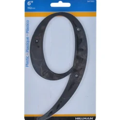 Hillman 6 in. Black Plastic Nail-On Number 9 1 pc (Pack of 3)