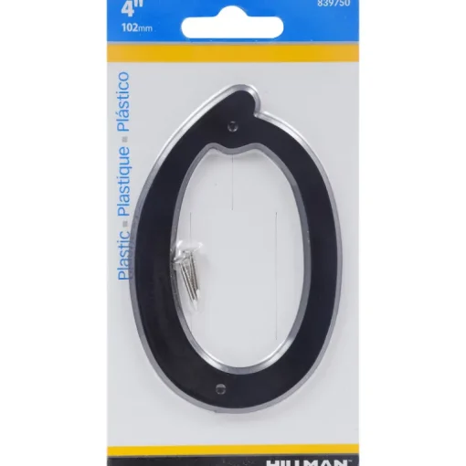 Hillman 4 in. Black Plastic Nail-On Number 0 1 pc (Pack of 10)