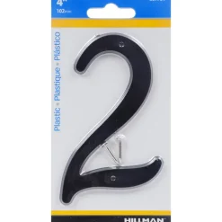 Hillman 4 in. Black Plastic Nail-On Number 2 1 pc (Pack of 10)