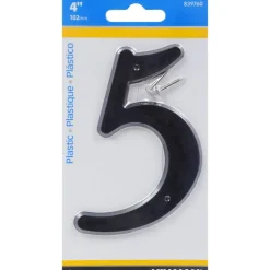 Hillman 4 in. Black Plastic Nail-On Number 5 1 pc (Pack of 10)
