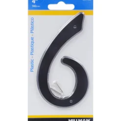 Hillman 4 in. Black Plastic Nail-On Number 6 1 pc (Pack of 10)
